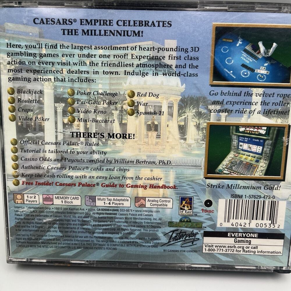 Caesars Palace 2000 (Sony PS1) PlayStation 1 W/ manual Tested & Works - Picture 2 of 9